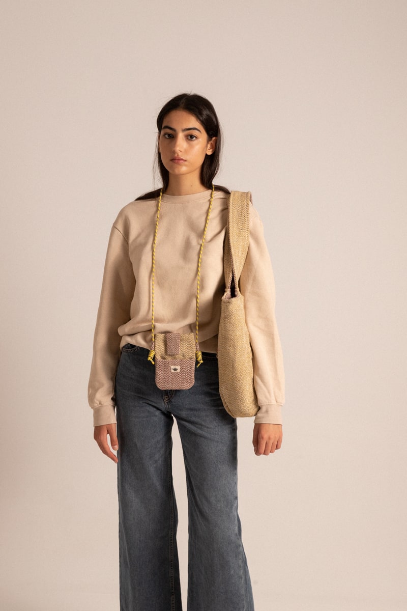 Kamala Pouch Zigzag Brown and Mustard