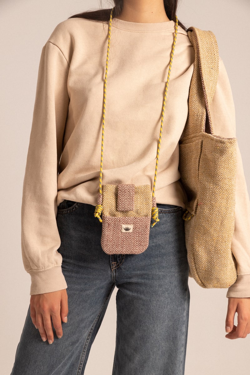 Kamala Pouch Zigzag Brown and Mustard