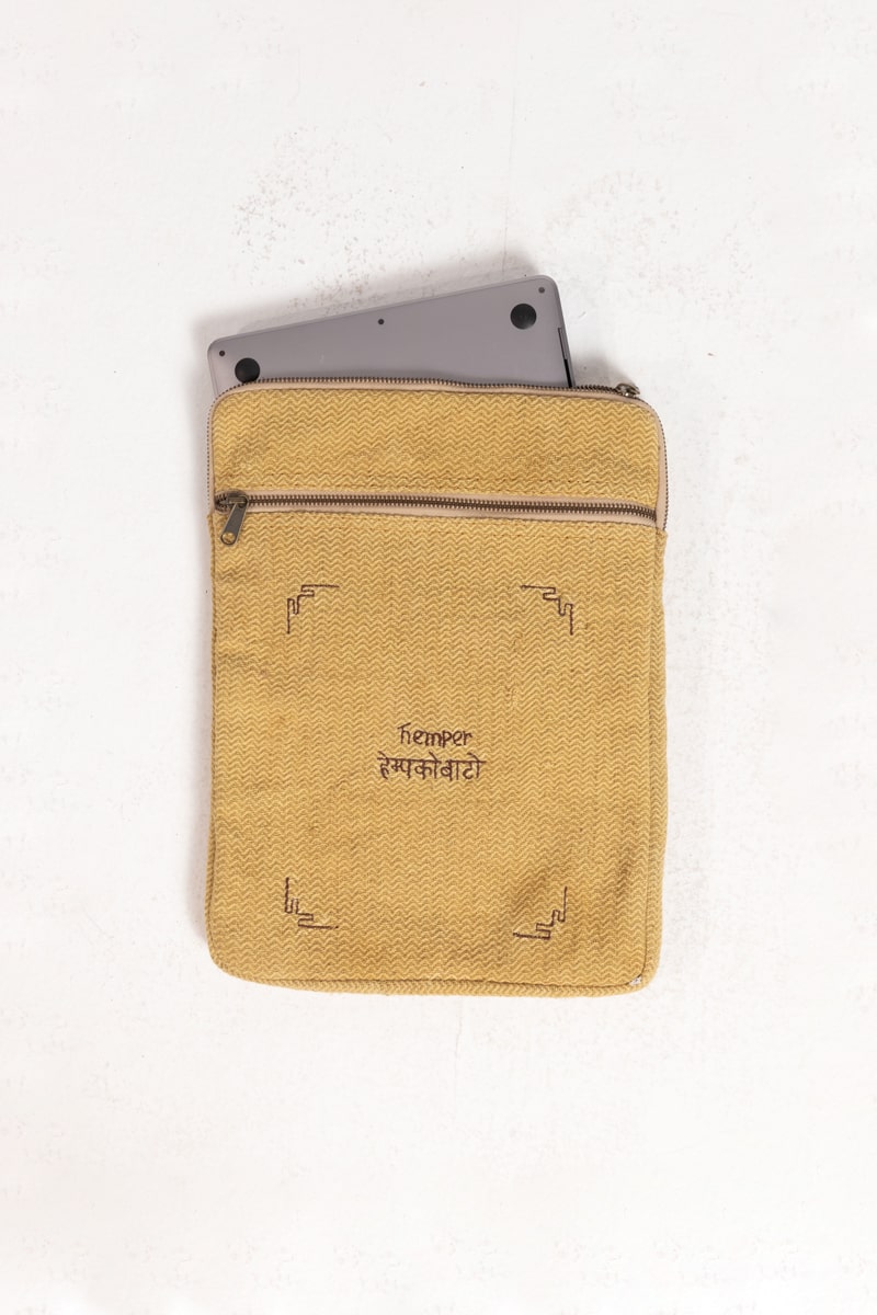 Embroidered Laptop Case Yellow